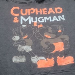 Cupheads & Mugman hooded pullover blue sweater Youth size XL